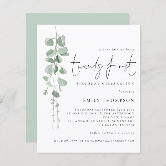 Papier Budget Eucalyptus Script 21ème anniversaire Invita (Devant / Derrière)