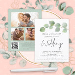 Papier BUDGET Eucalyptus Script 3 photo QR Wedding Invite<br><div class="desc">Un rapport qualité-prix BUDGET alternative sur une taille plus petite 4, 5 x 5, 6" semi-brillant poids 110lbs, qui est d'une épaisseur similaire à une carte postale (cependant ne convient pas à l'utilisation comme carte postale.) VEUILLEZ NOTER qu'il y a UN par feuille. BUDGET Eucalyptus Script 3 photo QR Wedding...</div>