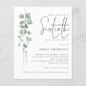 Papier Budget Eucalyptus Script 60e anniversaire Invitati (Devant)