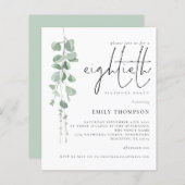 Papier Budget Eucalyptus Script 80e anniversaire Invitati (Devant / Derrière)