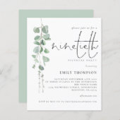Papier Budget Eucalyptus Script 90e anniversaire Invitati (Devant / Derrière)