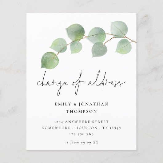 Papier Budget Eucalyptus Script Changement d'adresse (Devant)