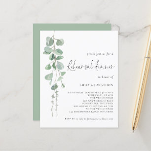 Papier Budget Eucalyptus Script de répétition Invitation