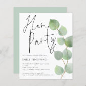 Papier Budget Eucalyptus Script Hen Party Invitation (Devant / Derrière)