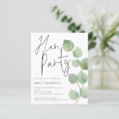 Papier Budget Eucalyptus Script Hen Party Invitation (Debout devant)