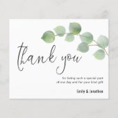 Papier Budget Eucalyptus Script Mariage photo Merci (Devant)