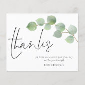 Papier Budget Eucalyptus Script Mariage photo Merci (Devant)