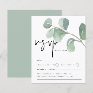 Papier Budget Eucalyptus Script Mariage RSVP Enclôture