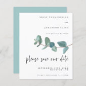 Papier Budget Eucalyptus Script Mariage Sauvegarder La Da (Devant / Derrière)