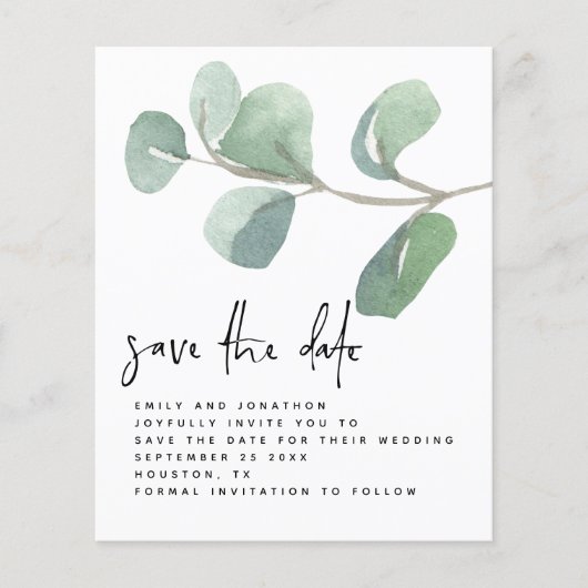 Papier Budget Eucalyptus Script QR Code Enregistrer La Da (Devant)