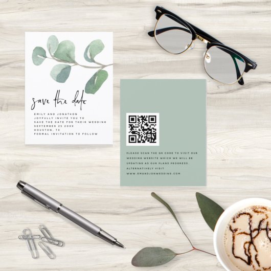 Papier Budget Eucalyptus Script QR Code Enregistrer La Da