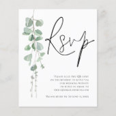 Papier Budget Eucalyptus Script QR Code Mariage RSVP Encl (Devant)