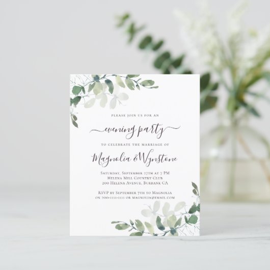 Papier BUDGET Eucalyptus Soirée d'invitation (Debout devant)