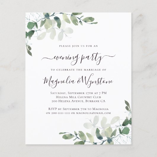 Papier BUDGET Eucalyptus Soirée d'invitation (Devant)