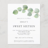 Papier Budget Eucalyptus Sweet sixteen Anniversaire Invit (Devant)