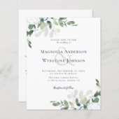 Papier Budget Eucalyptus Tout En Un Faire-part de mariage (Devant / Derrière)