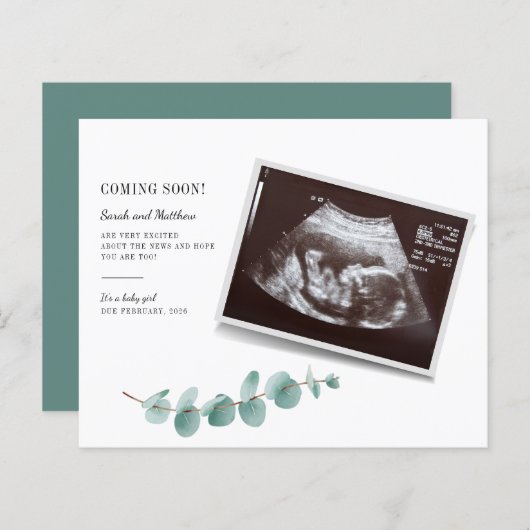 Papier Budget Eucalyptus Verdure Grossesse bébé Révélatio (Devant / Derrière)