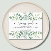 Papier Budget Eucalyptus verdure J'ai déménagé Faire-part