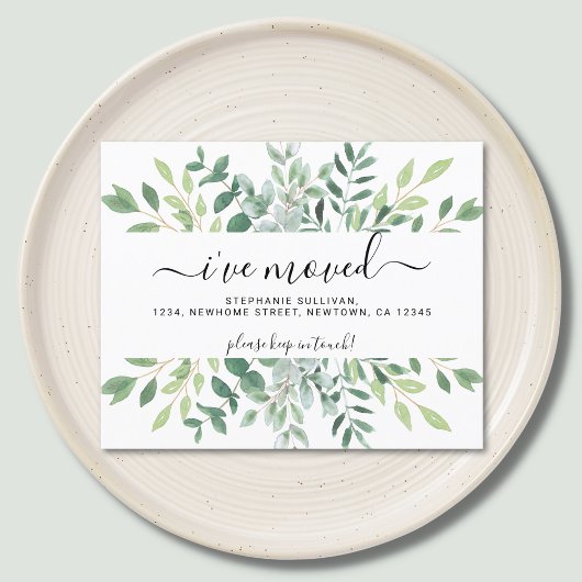 Papier Budget Eucalyptus verdure J'ai déménagé Faire-part