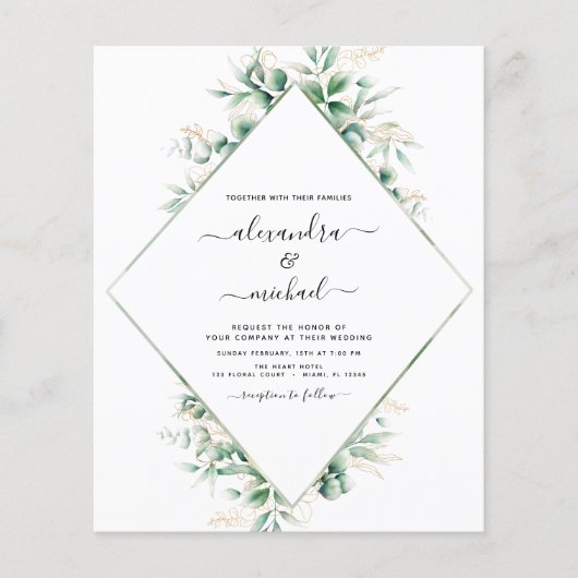Papier Budget Eucalyptus Verdure Mariage élégant (Devant)