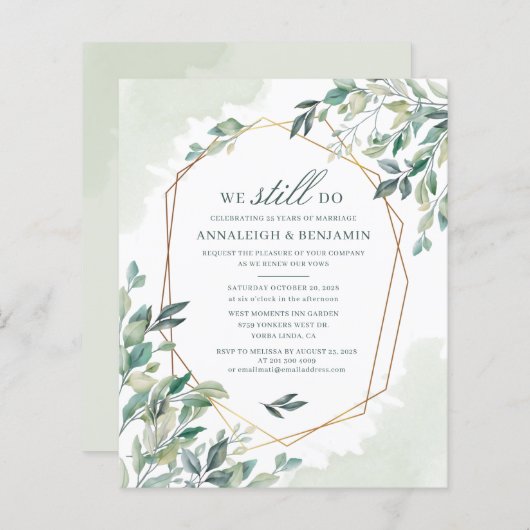 Papier Budget Eucalyptus Verdure Mariage Vow renouveau (Devant / Derrière)