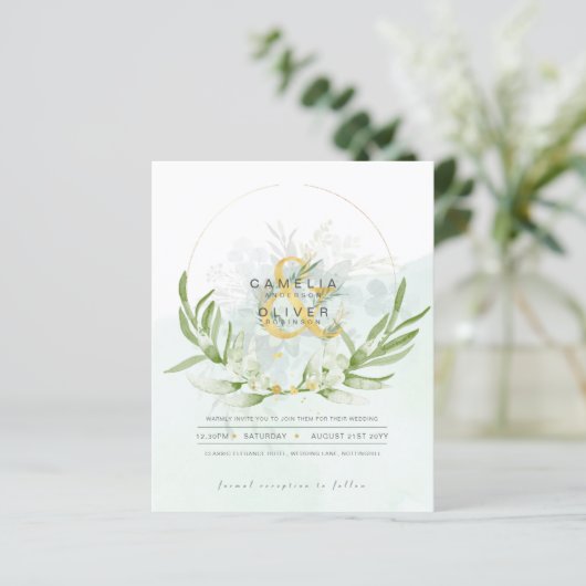 Papier BUDGET Eucalyptus Verdure Or Mariage QR CODE IN (Debout devant)