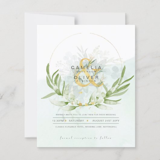 Papier BUDGET Eucalyptus Verdure Or Mariage QR CODE IN (Devant)