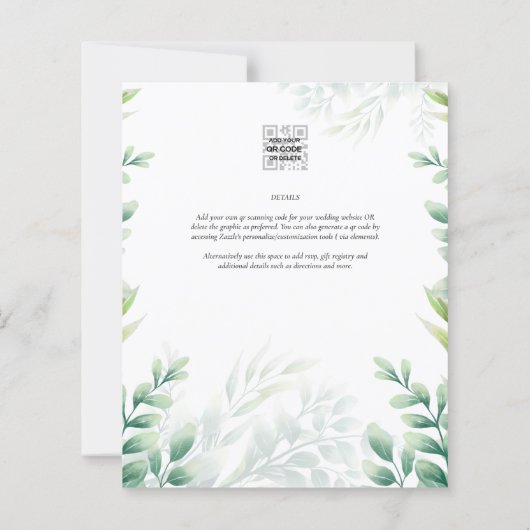 Papier BUDGET Eucalyptus Verdure Or Mariage QR CODE IN (Dos)