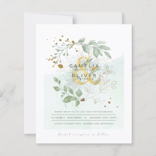 Papier BUDGET Eucalyptus Verdure Or Mariage QR CODE IN (Devant)