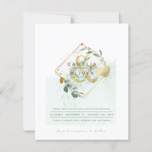 Papier BUDGET Eucalyptus Verdure Or Mariage QR CODE IN (Devant)