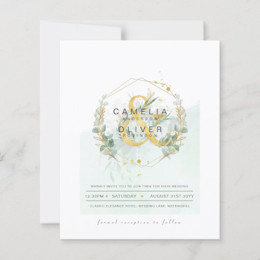 Papier BUDGET Eucalyptus Verdure Or Mariage QR CODE IN (Devant)