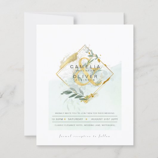 Papier BUDGET Eucalyptus Verdure Or Mariage QR CODE IN (Devant)