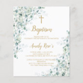 Papier Budget Eucalyptus Vert Baptême Invitation (Devant)