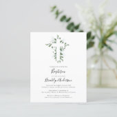 Papier Budget Eucalyptus Vert Baptême Invitation (Debout devant)