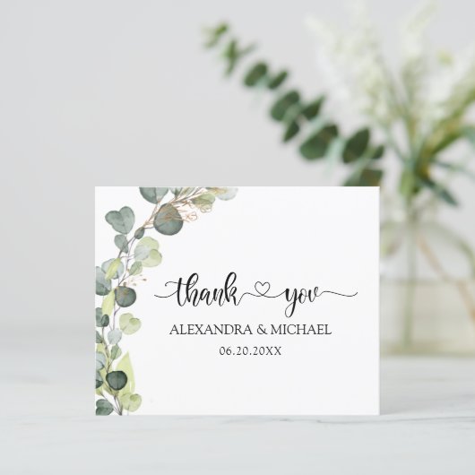 Papier Budget Eucalyptus Vert Élégant Merci (Debout devant)