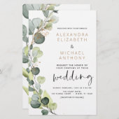 Papier Budget Eucalyptus Vert Mariage Invitations (Devant / Derrière)