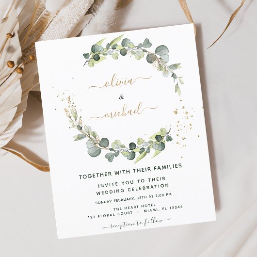 Papier Budget Eucalyptus Vert Mariage Invitations