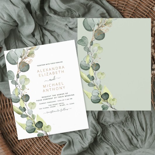 Papier Budget Eucalyptus Vert Mariage Invitations