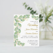 Papier Budget Eucalyptus Vert Mariage Invitations (Debout devant)