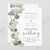 Papier Budget Eucalyptus Vert Mariage Invitations (Devant / Derrière)