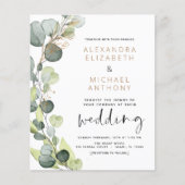 Papier Budget Eucalyptus Vert Mariage Invitations (Devant)