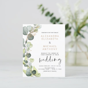 Papier Budget Eucalyptus Vert Mariage Invitations