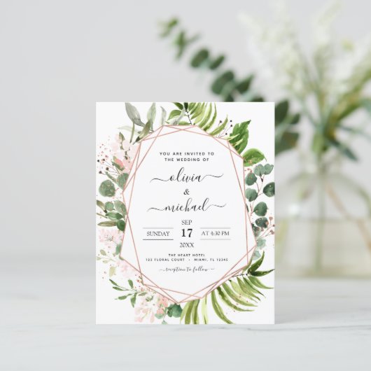 Papier Budget Eucalyptus Vert Mariage Invitations (Debout devant)