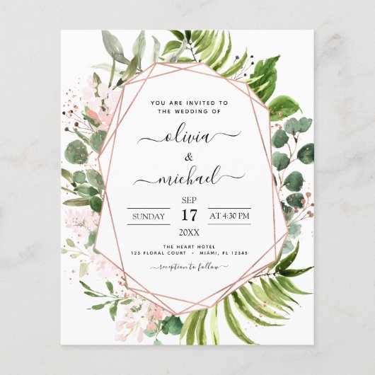 Papier Budget Eucalyptus Vert Mariage Invitations (Devant)