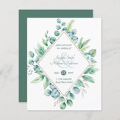 Papier Budget Eucalyptus Vert Mariage Invitations moderne (Devant / Derrière)