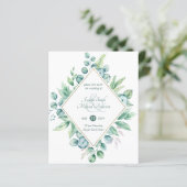 Papier Budget Eucalyptus Vert Mariage Invitations moderne (Debout devant)
