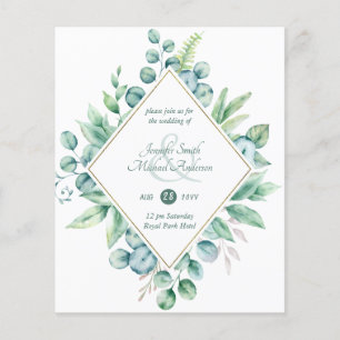 Papier Budget Eucalyptus Vert Mariage Invitations moderne