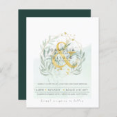Papier Budget Eucalyptus Vert Mariage QR CODE Invitation (Devant / Derrière)