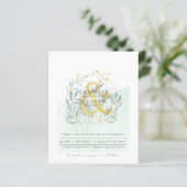 Papier Budget Eucalyptus Vert Mariage QR CODE Invitation (Debout devant)