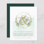 Papier Budget Eucalyptus Vert Mariage QR CODE Invitation (Devant / Derrière)